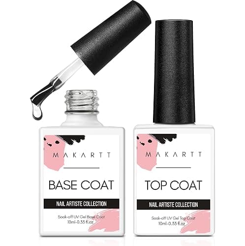 Makartt No Wipe Base and Top Coat Kit 2pcs 10ml Soak Off Nail Gel Base Top Coat Polish Manicure Pedicure Set - Image 1