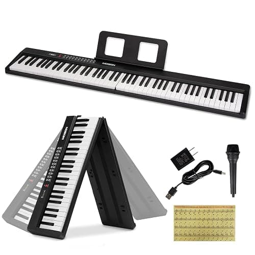 MOSEN Portable Electric Piano 88 Keys, Full Size Keyboard Piano Semi-Weighted Sensitive Keys, Bundle with Microphone, LCD Screen, USB MIDI, Music Rest, Sticker, for Beginners Home Travel - Image 1