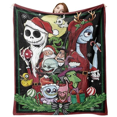 Zzkol Christmas Flannel Blanket, Xmas Santa Monster Witch Throw Blanket Gifts for Kids Men Women, Funny Holiday Soft Blanket for Bedding Sofa 50 x 60 Inch - Image 1