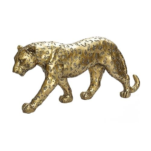 Polyroyal Cheetah Statue Home Decor Leopard Sculpture Resin Sitting Cheetah Figurine Desktop Table Top Ornament Decoration for Home Office-Gold Or Silver (Walking-Champagne Gold) - Image 1