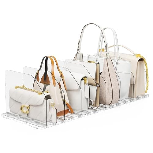 Bag & Purse Organizer for Closet, 2 Sets Adjustable Clear Handbag Storage Shelf, Plastic Clutch Dividers for Closet Organizers and Storage-Keep Purses upright (2 Sets) - Image 1