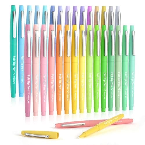 Lelix 30 Colors Felt Tip Pens, Medium Point Pastel Colored Pens, Felt Tip Markers Pens For Journaling, Writing, Note Taking, Planner Coloring, Perfect for Art Office and School Supplies - 30 Pastel Colors - Image 1