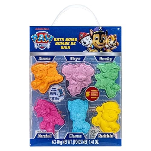 Paw Patrol 6 Pack Cucumber Melon Scented Bath Bombs Non-Toxic Character Molded Bath Bombs Fun and Bright Colors Great for Birthday Gifts, Stocking Stuffers, Slumber by Townley Girl - Image 1
