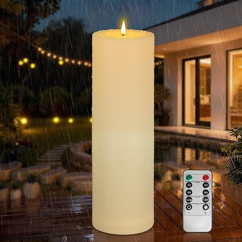 Kimjo 10CM x 30CM Flammenlose Große LED Kerzen Outdoor Wasserdicht - Elfenbeinweiß Plastik Led Kerzen mit Timerfunktion Fernbedienung Groß - Led Kerzen Flackernde Flamme 500+ Stunden Batterie - Image 1