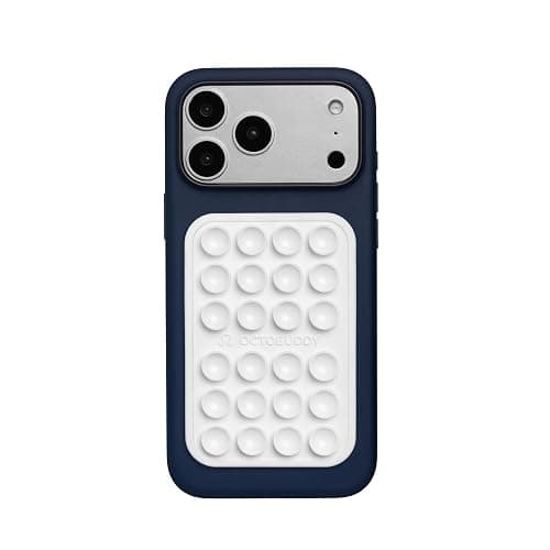 OCTOBUDDY Classic MAX - Silicone Suction Phone Case Adhesive Mount | Hands-Free, Strong Grip Holder for Selfies and Videos - iPhone and Android Compatible - 2.6″ x 3.9″, White - Image 1
