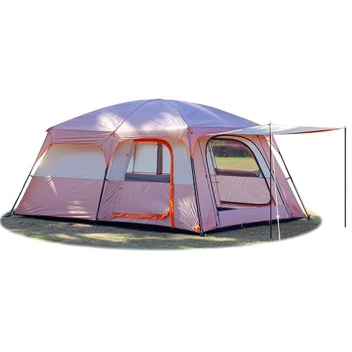KTT Extra Large Tent 6-10-12-14 Person(A),Family Cabin Tents,2 Rooms,3 Doors and 3 Windows with Mesh,Straight Wall,Waterproof,Double Layer,Big Tent for Outdoor,Picnic,Camping,Family Gathering - Image 1