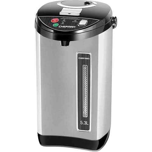 Chefman Electric Hot Water Pot Urn w/ Auto & Manual Dispense Buttons, Safety Lock, Instant Heating for Coffee & Tea, Auto-Shutoff/Boil Dry Protection, Insulated Stainless Steel, 5.3L/5.6 Qt/30+ Cups - 5.6 Quarts - Image 1
