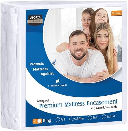 Utopia Bedding Premium Waterproof Bed Bug Mattress Cover, King Zippered Mattress Protector, 12 Inches Deep, Dust Mite Proof 6-Sided Mattress Encasement for Bed - Image 1