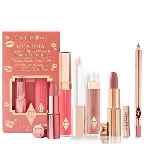 Charlotte Tilbury Holiday Kit - Pillow Talk Matte Revolution Lipstick + Lip Cheat Liner + Lip Lustre Gloss & Icon Baby Duo - Pink Shades for a Gorgeous, Glossy Pout, All Season Long - Image 1