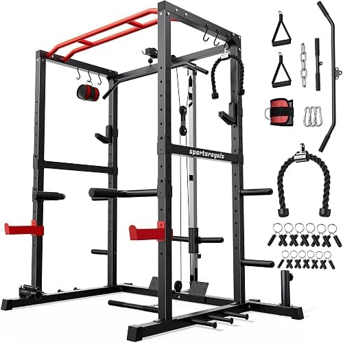 Sportsroyals Power Cage,1600lbs Multi-Function Power Rack with Adjustable Cable Crossover System and More Training Attachment, Weight Cage for Home Gym - Image 1