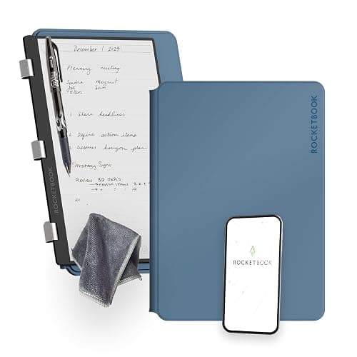 Rocketbook Pro 2.0 Reusable Professional Smart Notebook, Letter Size 8.5x11, Steel Blue - Lined & Dot Grid Pages, App-Connected, Erasable, Premium Cover, Ideal for Work Notes and Business Meetings - Image 1