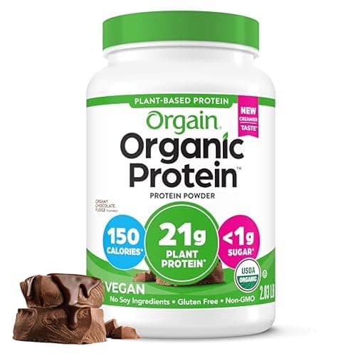 Orgain Organic Vegan Protein Powder, Creamy Chocolate Fudge - 21g Plant Protein, 7g Prebiotic Fiber, Low Net Carb, No Lactose, No Added Sugar, For Shakes & Smoothies, 2.03 lb (Packaging May Vary) - Creamy Chocolate Fudge - 20 Servings (Pack of 1) - Image 1