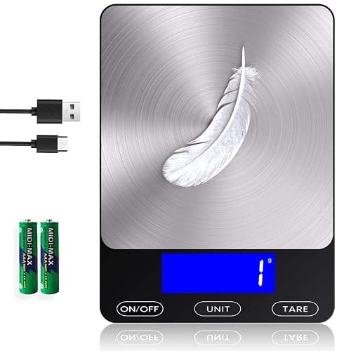Food Scale -33lb Digital Kitchen Scale for Food Ounces Grams Rechargeable | 304 Stainless Steel,Batteries and Type-C Charging | Perfect for Meal Prep, Cooking, and Baking, Black - Image 1