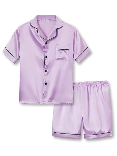 Topgal Satin Pajamas for Girls – Coat Style Silky Button Down PJ Set Size 6-16 - Image 1