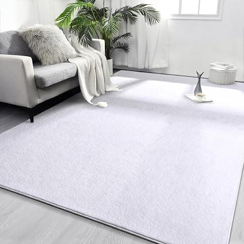 FlyDOIT Area Rugs for Bedroom Living Room, 5x8 White Super Soft Comfy Thickened Memory-Foam Indoor Carpets, Modern Aesthetic Minimalist Carpet for Boys Girls Adults Apartment Nursery Home Décor - 5x8 Feet - White - Image 1