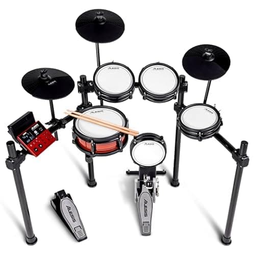 Alesis Nitro Pro Electric Drum Kit with Dual-Zone Quiet Mesh Pads, 500+ Authentic BFD Sounds, Bluetooth, Drumeo, USB MIDI, Double Kick Compatible - Image 1