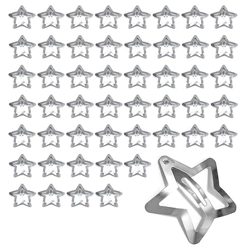 Star Snap Hair Clips, 50 Pcs Silver Star Hair Clips Barrettes Small Metal Stars Snap Hairclips Barrette Accessories for Girls Women - Image 1