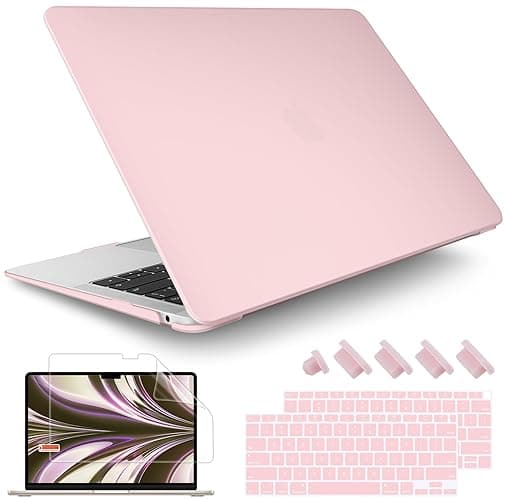 May Chen Compatible with New MacBook Air 13 inch Case 2021 2020 2019 2018 Release Model: M1 A2337 A2179 A1932, Plastic Hard Shell Case for Mac Air 13 inch with Retina Display Fits Touch ID, Baby Pink - Image 1