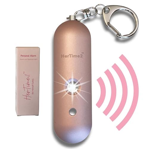 HerTime2 Personal Safety Alarm – Travel Safe Waterproof – Gift for Women College Girls – Self Defense Keychain – Extra Loud Siren – Strobe Light – Cute Key Chains Protection (Rose Gold) - Rose Gold - Image 1