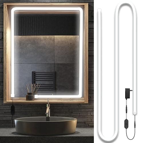 Blikshin LED Vanity Mirror Lights, Hollywood Style Makeup Lighting, 10FT/6000K/Dimmable/12V Adapter/Self-Adhesive Strip Lights for Mirror, Lighting for Makeup Vanity Table & Bathroom Mirror - Image 1
