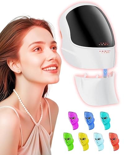 FOLOKE Red Light Therapy Mask for Face & Neck, LED Face Light Therapy,USB C Rechargeable,Infrared Mask for Home Working Travel Yoga - Image 1