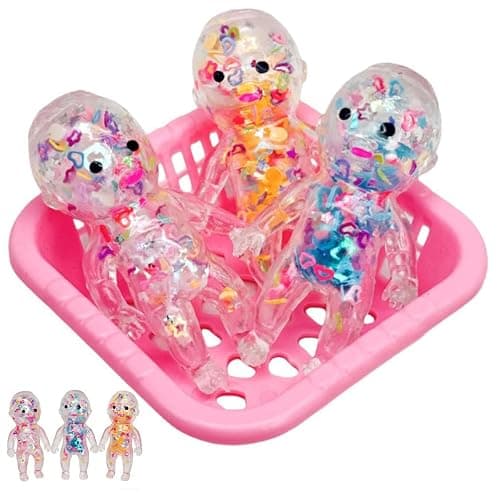 3pcs Squishy Babies Glitter, Baby Sugar Squishy, Slow Rising SquishySoft Squeeze Stress Relief, for Party Favors Easter Basket Stuffers (3PCS) - Image 1