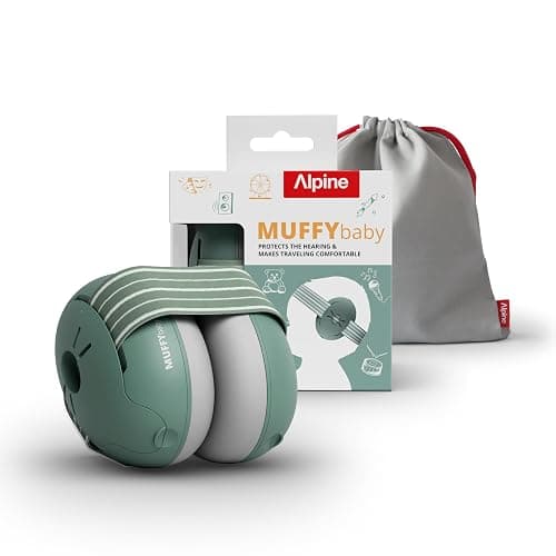Alpine Muffy Baby Ear Protection for Babies and Toddlers up to 48 Months - CE & ANSI Certified - Noise Reduction Earmuffs - Comfortable Baby Headphones Against Hearing Damage & Improves Sleep - Sage - Image 1