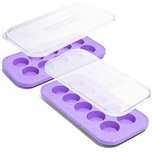 Souper Cubes Silicone Cookie Dough Freezer Tray - Perfect for Freezing and Storing Cookies, Mini Chocolates, Mini Egg Bites, Peanut Butter Cups and More - Lavender With Sprinkles - 2-Pack - Image 1