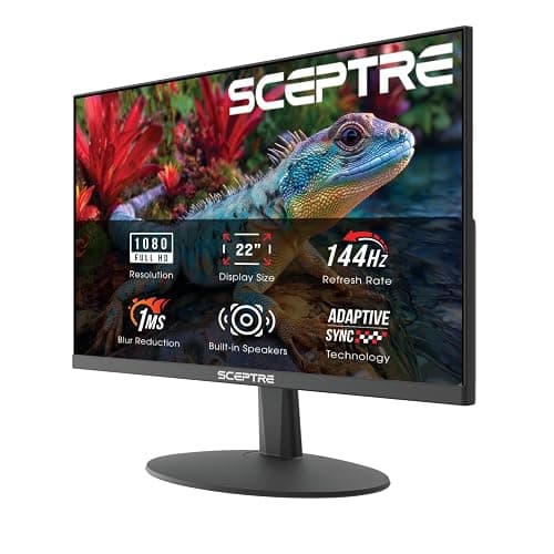 Sceptre New 22-Inch Gaming Monitor, FHD 1080p, Up to 144Hz, HDMI, DisplayPort, Built-in Speakers, Machine Black (E225W-FW144 Series, 2026) - Image 1