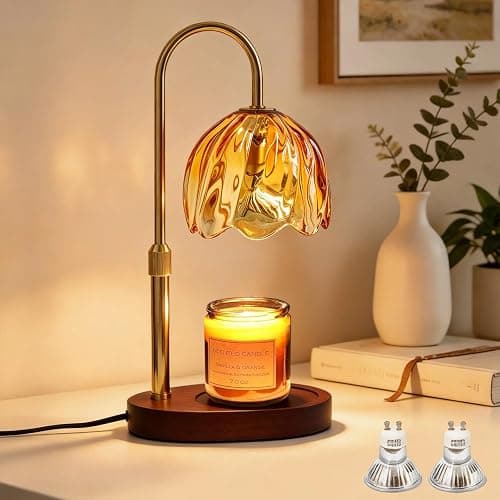 Flower Candle Warmer Lamp with Timer, Dimmable Adjustable Height Wax Melts Warmer for Jar Candles, Birthday Gifts for Womer Mom, House Warming Gifts New Home, Bedroom Living Room Decor (Amber) - Image 1