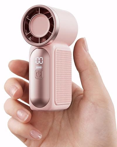Gaiatop Portable Handheld Mini Fan, 6 Speeds 16900 RPM High Velocity Personal Fan with LED Display, USB Rechargeable, Mini Fan with Lanyard for Makeup, Travel, Outdoor Fan for Women Girl Gift, Pink - Image 1