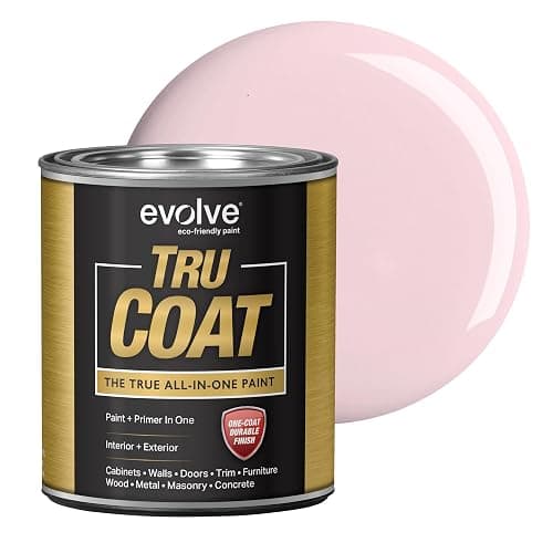 EVOLVE Tru Coat All-In-One Paint & Primer, Quart, Semi-Gloss Posy Pink – Interior/Exterior, One Coat Durable Multi-Surface Paint for Cabinets, Furniture, Walls & Doors - Image 1