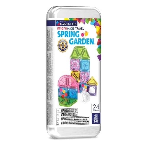 Magna-Tiles microMAGS 24-Piece Spring Garden Travel Set, The Original Magnetic Building Brand - Image 1
