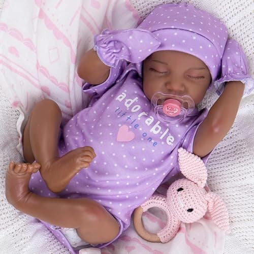 UOFTKIZ Black Reborn Baby Dolls - 18 Inch Realistic Black American Lifelike Girl Baby Doll, Soft Sleeping Newborn Baby Doll Safe for 3+ Years Old - Image 1