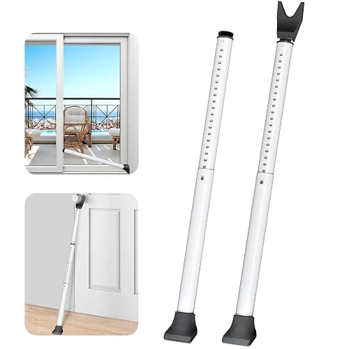 AceMining Upgraded Door Security Bar & Sliding Patio Bar, Heavy Duty Stoppers Adjustable Jammer for Home, Apartment, Travel (2 Pack,White) - Image 1