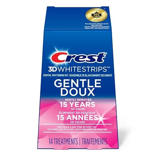 Crest 3D Whitestrips Gentle At-home Teeth Whitening Kit, 14 Treatments, Gently Removes 15 Years of Stains - Image 1