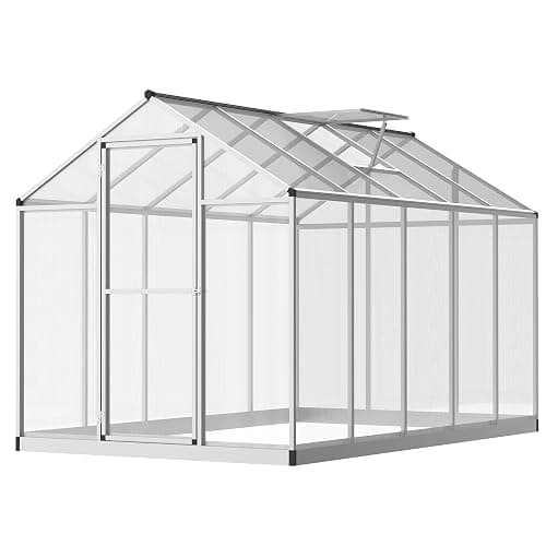 Outsunny Serra da giardino 3 x 2 m Alluminio Policarbonato 5,5 m² Fondazione Lucarne Porta fermo - Image 1