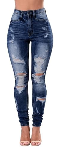Women's High Waisted Jeans for Women Distressed Stretch Jeans for Women Ripped Butt Lift Jeans Denim Pants - Image 1