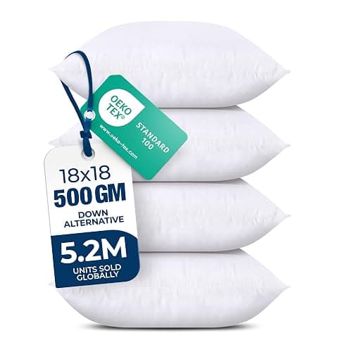 Utopia Bedding Throw Pillows, Decorative 18x18 Pillow Inserts, Set of 4 | Down alternative pillow insert with plush fluffy fill for beds sofas couches and chairs. Suitable for indoor outdoor use. - Image 1