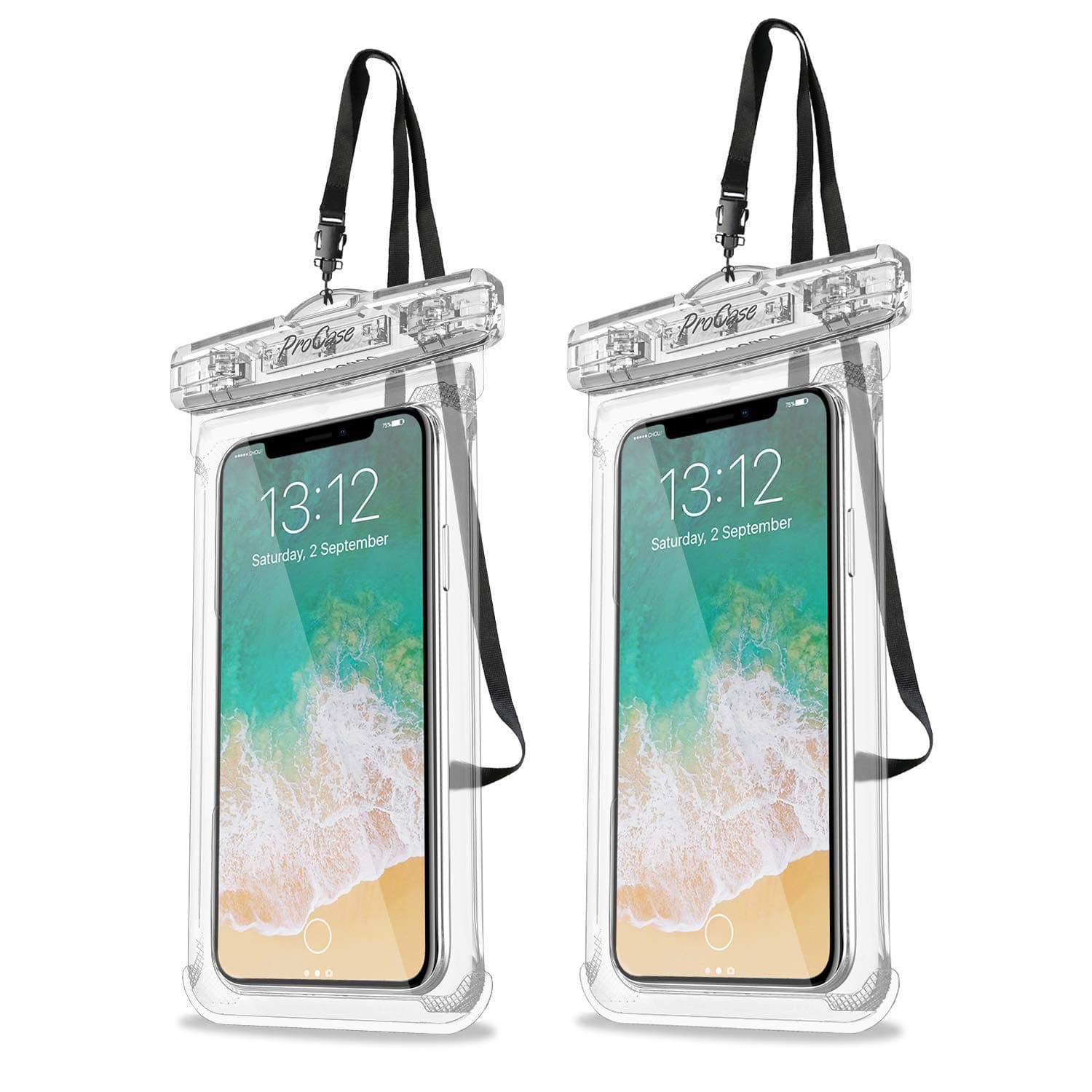 ProCase 2 Pack Waterproof Phone Pouch, Underwater Phone Case Up to 7", Dry Bag for iPhone 17 16 15 14 13 Pro Plus Max, Galaxy S24 S23 S22 Ultra Pixel, Beach Essentials -Clear - Image 1