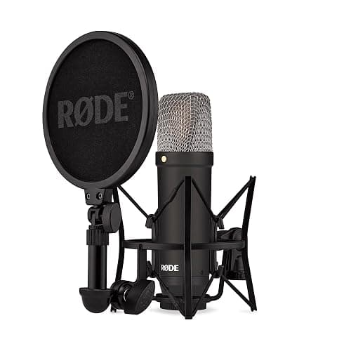 RØDE NT1 Signature Series Large-diaphragm Condenser Microphone with Shock Mount, Pop Filter and XLR Cable for Music Production, Vocal Recording, Streaming and Podcasting - Image 1
