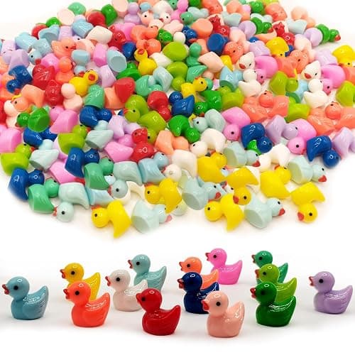 JWAJWY Mini Ducks 120PCS Tiny Ducks Small Lucky Little in 14 Colors for Pranks Dollhouse Garden Ornaments Party Favors - Image 1