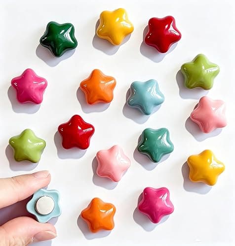 Colorful Fridge Magnets Cute Star Refrigerator Magnets, Decorative Magnets | 15 Pcs Strong Magnets Fridge 0.73in Small Star Cute Decorative Magnet Set for Home Kitchen Office Whiteboard Locker - Image 1