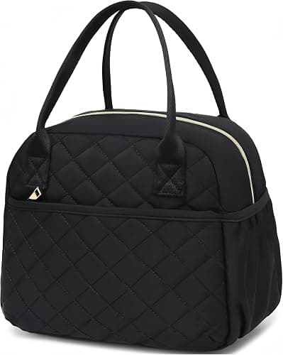 CAMTOP Lunch Box for Women Insulated Lunch Bag Lunchbox Cooler Thermal Leakproof Quilted Reusable Lunch Tote Bag for Work School Travel Picnic (Black) - Black - Image 1