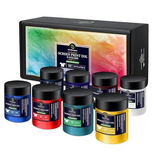 Smalltongue Fabric Screen Printing Ink, 8 Colors x 4 fl oz(120ml), Chalk Paste Paint for Silk Screen, Transfer Paste for Screen Print, for DIY Home Decor, Fabric, Shirts, with Gift Packing - Image 1