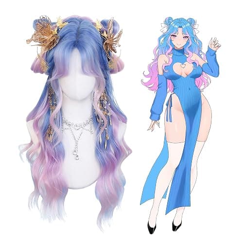 KORURACLUB gradient Wigs cosplay Wig pink Wigs lolita wigs anime Wig halloween Wigs for women (Aurora Blue-Pink) - Image 1
