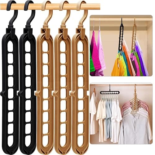 Closet Organizers and Storage,College Dorm Room Essentials, Multifunctional Organizer Magic Space Saving Hangers with 9 Holes Storage Organization for Wardrobe Black Gray - Image 1