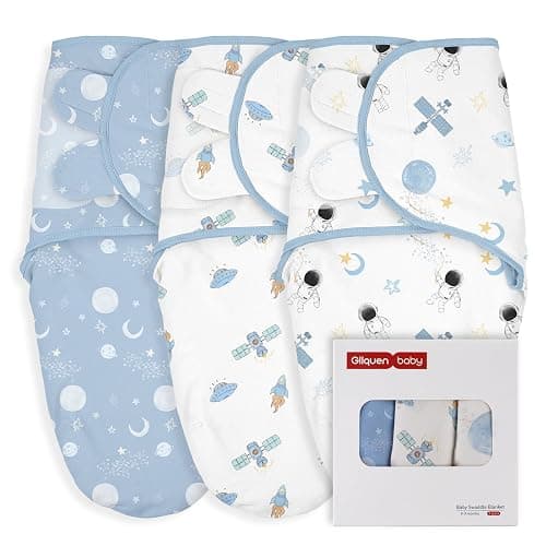 GLLQUEN BABY Baby Swaddle Wraps for 0-3 Months Newborn,Oeko-tex100,100% Breathable Organic Cotton Fabric Swadding Blankets,3 Pack(Astronaut) - Image 1