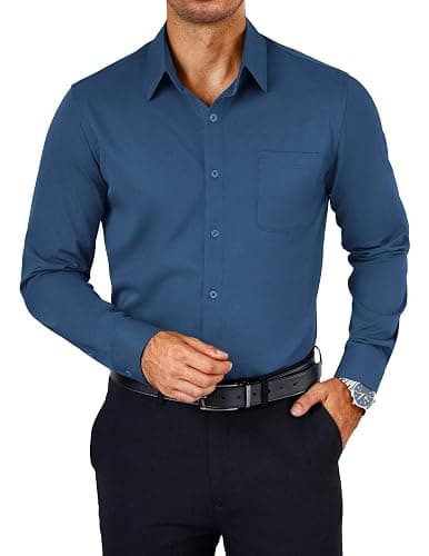 COOFANDY Men's Shirt Long Sleeve Button Down Non-Iron Casual Shirts Business Casual Regular Fit Plain Shirts - Image 1