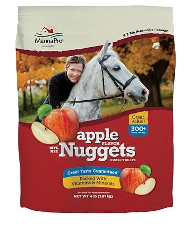 Manna Pro Bite-Size Nuggets for Horses - Pocket Sized Training Horse Treats - Apple Flavored Treats - Packs with Vitamins & Minerals- Great Taste Guaranteed - 4lbs - Image 1